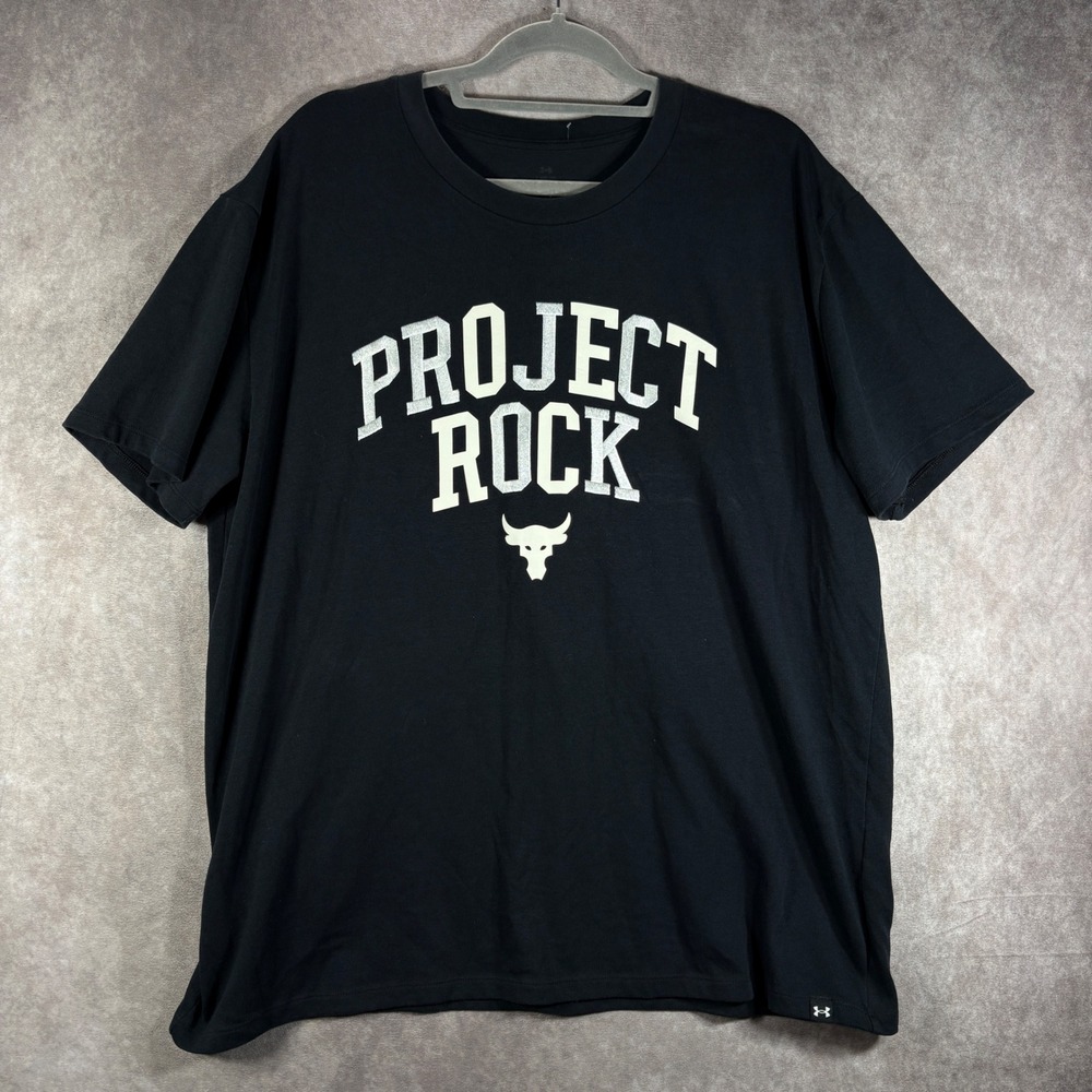 Under‎ Armour Project Rock T-Shirt Mens Size Large Black Brahma Bull Graphic Gym